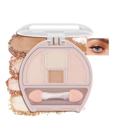 Boobeen 4-Color Makeup Palette Highly Pigmented Glitter Eyeshadow Contour Palette with Smudger Multi-purpose Face Makeup Palette for Eye/Face/Highlighter Creates Shimmer Finishes Long-lasting Orange