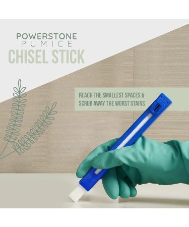 Powerstone Pumice Chisel Set - 8 Refillable Sticks with Plastic Handle - Fine-Grit Pumice for Toilet, Tub, Sink Stain Removal - Buy Online on GoSupps.com