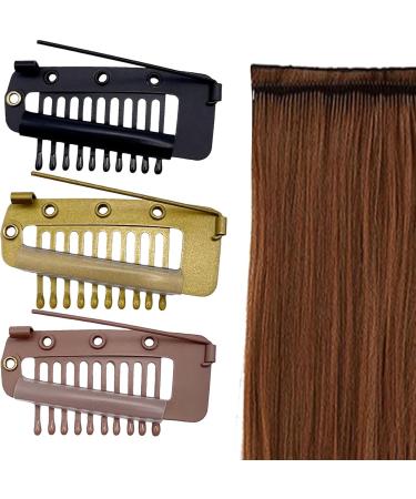 3/4 Hair Chunni Clips With Safety Pin - Easy To Use Hair Extension Clips Metal Snap Clips | Dupatta Clips Hair Extension Wig Clips 10 Teeth Snap Comb Clips For Hijab & Tikka Setting Wig Clips 3 Colors - Buy Online on GoSupps.com