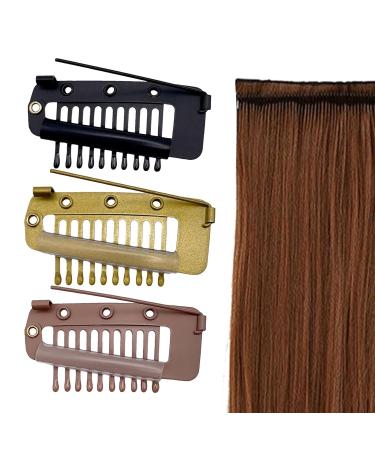 4 Pack Hair Extension Clamps - Metal Wigs Clinging Snaps 10 Teeth Comb Brackets for Women's Hair Extensions in 3 Colors - Buy Online on GoSupps.com