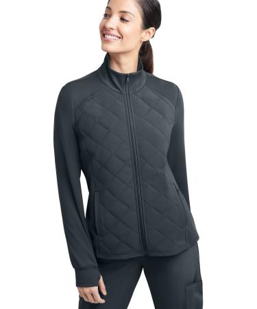 Tafford Active Stretch Women's 2 Pocket Quilted Scrub Jacket (XS-3X 8 Colors)  Silky Soft 4 Way Stretch Anti-Wrinkle X-Small Pewter