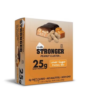 NuGo Stronger Peanut Cluster - 23g Whey Protein, 10g Fiber, Gluten Free (Pack of 12) - Buy Online on GoSupps.com