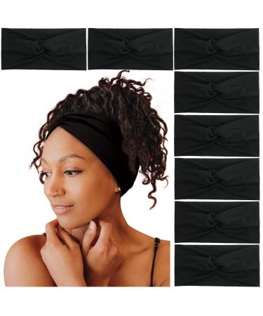 Tobeffect Headbands for Women Non Slip Turban Headband Boho Elastic Head Band Hair Accessories (Black Grace)