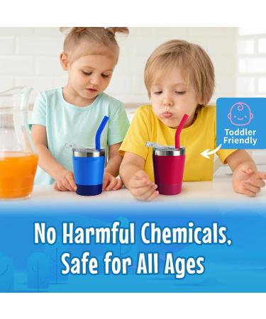 Kichuzl Colorful Straw Cups Pack of 2 - Stainless Steel Toddler Cup Set (Rose/Blue) - Buy Online on GoSupps.com