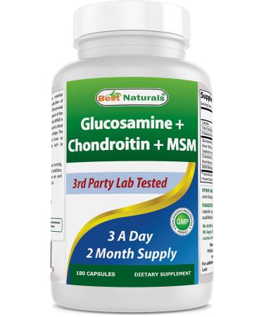 Best Naturals Glucosamine Chondroitin and MSM (Non-GMO) - Promotes Joint Health - 180 Count 180 Count (Pack of 1) - Buy Online on GoSupps.com