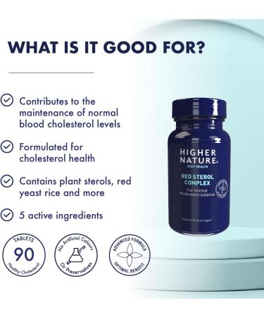 Higher Nature - Red Sterol Complex - Plant Sterols- Red Yeast Rice - Policosanol - for Normal Cholesterol Balance - Vegetarian & Vegan - 90 Tablets 90 count (Pack of 1) - Buy Online on GoSupps.com