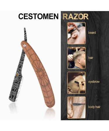 Professional Straight Edge Razor with 10 Blades | Wooden Handle & Premium Stainless Steel | Ideal for Men s Salon & Home Grooming - Buy Online on GoSupps.com