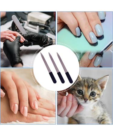 3 Pack Stainless Steel Heavy Duty Metal Nail Files for Natural Nails - Diamond Sapphire Grit Fingernail Files with Sharp Pointed Tip, Non Slip Handle - Black - Buy Online on GoSupps.com