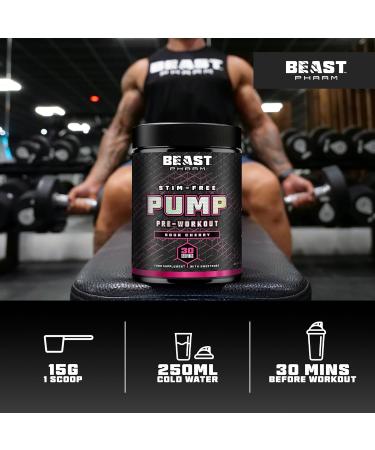 Beast Pharm Stim Free Pre Workout Powder Eddie Hall's Pump 30 Servings - Sour Cherry - Buy Online on GoSupps.com