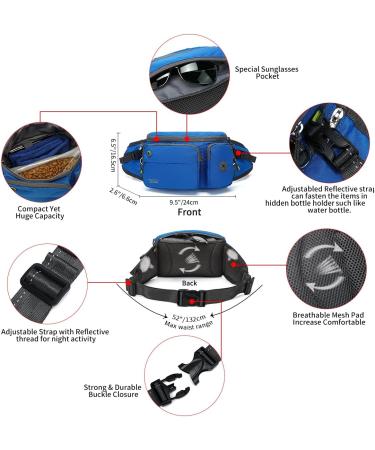 TUDEC 4-in-1 Hands-Free Dog Leash & Multifunctional Waist Bag 5.8ft Zero Shock Bungee Car Seat Buckle & Reflective Threading - Blue - Buy Online on GoSupps.com