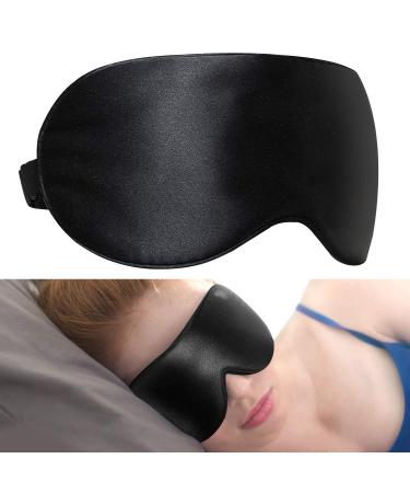 Lacette 100% Mulberry Silk Eye Mask for Men Women Block Out Light Sleep Mask & Blindfold Soft & Smooth Sleep Mask No Pressure for A Full Night's Sleep Black