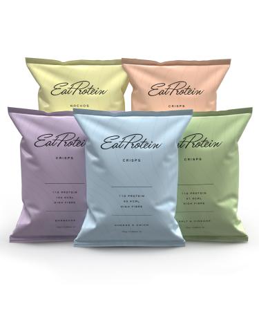 EatProtein: 20-Pack Protein Crisps (5 flavours: Cheddar Cheese Nachos Cheese & Onion Salt & Vinegar Barbecue Thai Sweet Chilli) / healthy baked alternative to traditional crisps
