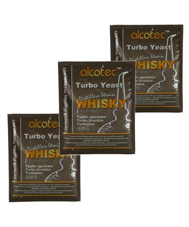 Alcotec Turbo Yeast Whiskey 73g 3 Pack Fast Fermenting Yeast for Sugar Wash with Glucoamylase Enzyme