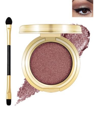 Single Glitter Eyeshadow Pearl Shimmer Eye Shadow Palette with Brush Shimmery Illuminating Finish Long Lasting Waterproof Cream Eyeshadow Intense Color Ultra-Blendable Sparkly Eye Makeup for Women-05 05# Violet