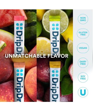 DripDrop Sugar Free Hydration Packets - Zero Classic Variety Pack - Single Serve Electrolytes Powder Drink Mix - Lemon Lime Watermelon Peach Passion Fruit - Non-GMO Gluten Free Vegan - 32 Sticks Classic Variety Pack 32  - Buy Online on GoSupps.com