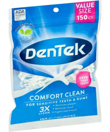 DenTek Comfort Clean Floss Picks | 150 Count | Sensitive Gums & Mouthwash Blast - Buy Online on GoSupps.com
