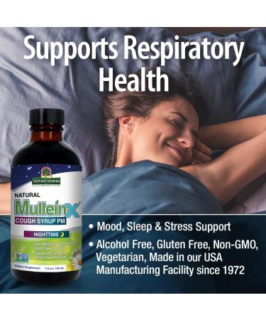 Nature's Answer Mullein X Cough Syrup PM 4 Fluid Ounce | Upper Respiratory Sleep Stress Support | Non-GMO | Vegan | Gluten Free - Buy Online on GoSupps.com