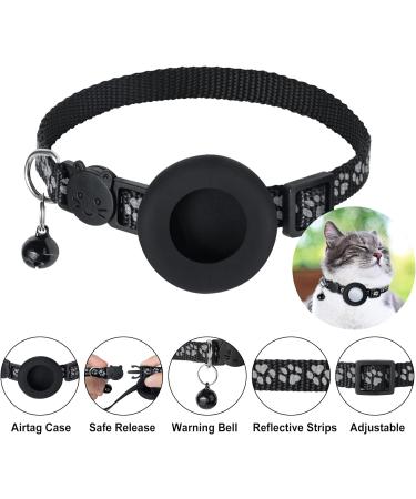 Yhmall Airtag Cat Neck Band with Bell | Reflective Adjustable Collar & Protective Cover | Compatible with Apple Airtag - Black - Buy Online on GoSupps.com