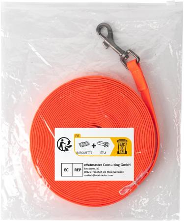 Toozey Waterproof Training Leash for Dogs - 5m/10m/15m/20m Towline with Hand Loop & Mesh Pocket - Robust Neon Orange Leash for All Dog Sizes - Buy Online on GoSupps.com