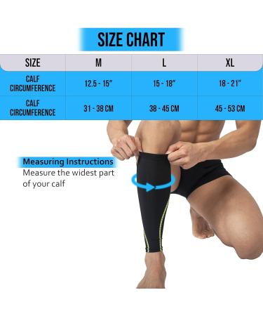 360 RELIEF Compression Calf Sleeves for Men and Women | Shin Splints, Muscle Cramps | Running, Hiking, Marathon | M L XL Sizes | Black M-1PAIR - Buy Online on GoSupps.com