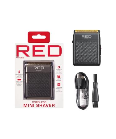 RED by Kiss Cordless Mini Shaver for Men Compact High-Precision Quick USB-C Charging Non-Slip Grip Long-Lasting Battery Travel-Friendly Design Powerful Motor for Efficient Shaving (Black)