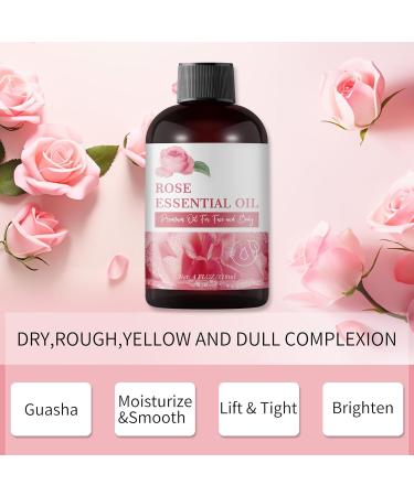 Rose Essential Oil - Pure Organic Rose Oil for Face Diffuser Soap & Candle Making - 4OZ Natural Body & Hair Oil Gifts - Buy Online on GoSupps.com