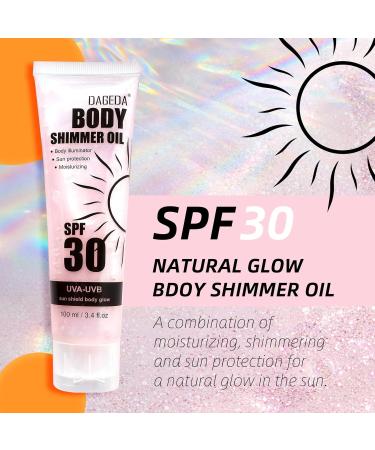  Prreal Sunscreen Shimmering Body Oil SPF 30 100 ml glitter sunscreen with Centella Asiatica extract light Sun Shield Shimmer Non-sticky moisturizing oil pink - Buy Online on GoSupps.com