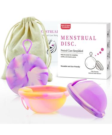 Scboy menstrual disc reusable menstrual cup made of 100% medical silicone with 2 periods of the size (S+L) and storage pockets for women swimming and intimacy