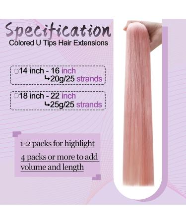 Runature Pink 45cm Remy Real Hair Extensions - U Tip Keratin 25 Strands 18 Inch #Rosa - Enhance Your Look! - Buy Online on GoSupps.com