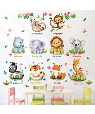 DECOWALL DS12-8074 Jungle Animal Wall Decals - Removable Safari Animal Sticker with Quotes for Kids Nursery - Buy Online on GoSupps.com