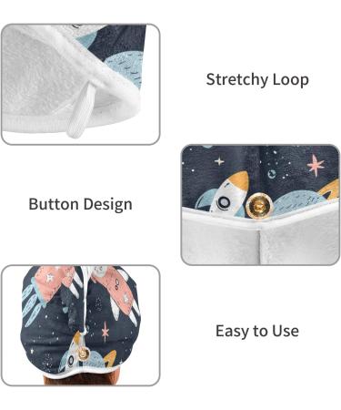 Space Rabbit Astronauts Hair Towel 2 Pack | Super Absorbent Quick Dry Hair Turbans for Women & Girls - Buy Online on GoSupps.com