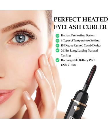 ZAPAL Heated Eyelash Curler | Rechargeable Electric Lash Curler for Quick & Long-Lasting Natural Makeup - Black - Buy Online on GoSupps.com