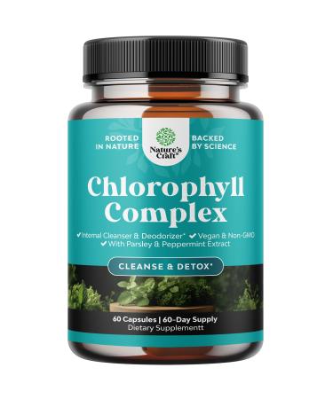 Chlorophyll Capsules for Cleanse and Detox Support - Internal Deodorant Pills for Body Odor with Mint & Parsley Extract Healthy Skin Immunity & Digestive Support - Vegan Non-GMO & Gluten Free (60ct) Capsules 60 Count (Pack