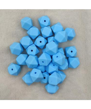 30pcs Baby Blue 17mm Hexagon Silicone Teething Beads - BPA Free Geometry Beads for Mom Necklace Making - Buy Online on GoSupps.com