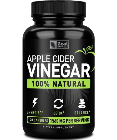 Zeal Naturals Natural Raw Apple Cider Vinegar Capsules (1560mg|120 Capsules) Apple Cider Vinegar Pills w Cayenne Pepper  Cleanse  Appetite Suppressant & Digestive Support