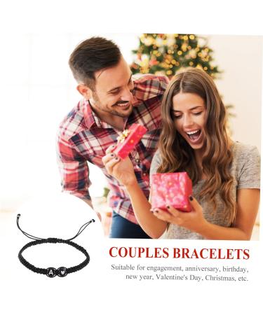 VALICLUD 4pcs Black and White Heart Bracelet Black Rope Bracelet Matching Unisex Beads Heart Bracelet Mens Cuff Bracelet Rope Bracelets Men and Women To Weave The Letter Is Acrylic Gift 6X6X0.5CM Black A - Buy Online on GoSupps.com
