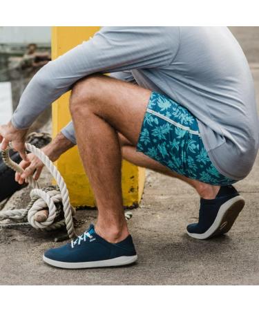 OLUKAI Moku Pae Men's Boat Shoes - Lightweight & Breathable Mesh, Comfort Fit, Wet Grip Soles - Size 10.5 Trench Blue/Off White - Buy Online on GoSupps.com
