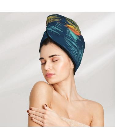 Hair Towel Wrap with Button - Quick-Dry Turban & Head Towel for Effortless Hair Drying (Palm Trees Design) - International Shipping Available - Buy Online on GoSupps.com