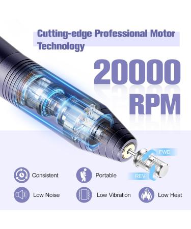 Professional Electric Nail File Kit for Manicure & Pedicure Acrylic Nail Drill with Bits Bands & Brush | Must-Have for Nail Techs Grey - Buy Online on GoSupps.com