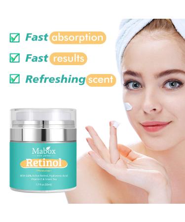 Mabox Retinol Moisturizer Cream for Face and Eye Area - Anti Aging Formula with Hyaluronic Acid and Vitamin E - Reduces Wrinkles and Fine Lines - Best Day and Night Cream - 1.7 Fl. Oz - Buy Online on GoSupps.com