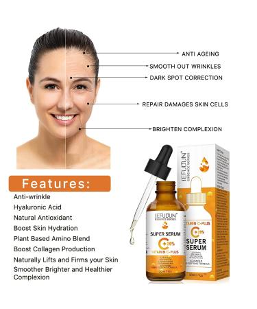 20% Vitamin C Serum with Hyaluronic Acid - Anti Aging Facial Serum for Radiant Skin Fades Dark Spots & Boosts Collagen | 1 Fl Oz - Buy Online on GoSupps.com