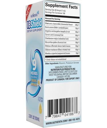 IBShield Glycerin Tincture 100ml - Supports Healthy Gastrointestinal Function with 9 Herb Blend - Chamomile  Iberis Amara  Angelica  Caraway  Celandine  Licorice  Lemon Balm  Mary's Thistle & Peppermint - Buy Online on GoSupps.com