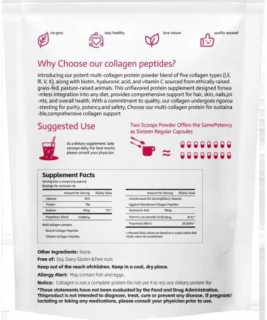 Multi Collagen Protein Powder Multi Collagen Peptides Types I Ii Iii V X-With Hyaluronic Acid Biotin & Vitamin C Hydrolyzed Collagen Powder Non Gmo For Women&Men Unflavored (2pcs) - Buy Online on GoSupps.com