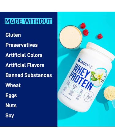 LeanFit WHEY Protein Natural Vanilla 100% Whey Protein Powder, 24g Protein Per Serving Grass-Fed, Gluten-Free, Low Carb, BCAAs, Amino Acid 23 Servings, 1.83 Pound Tub Vanilla 1.83 Pound (Pack of 1) - Buy Online on GoSupps.com