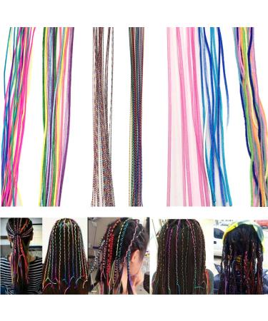 56Pcs Colorful Hair Strings Hair Tinsel Extensions Party Highlights Glitter Hair Thread Yarn Braiding Wire Ribbon for Girls Women
