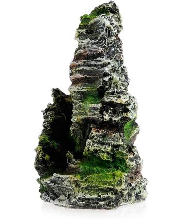 2PCS Aquarium Rock Cave Decoration with Green Grass | Resin Fish & Shrimp Hiding Accessories | Mountain View 11x9x11cm & 10x5.5x10cm - Buy Online on GoSupps.com