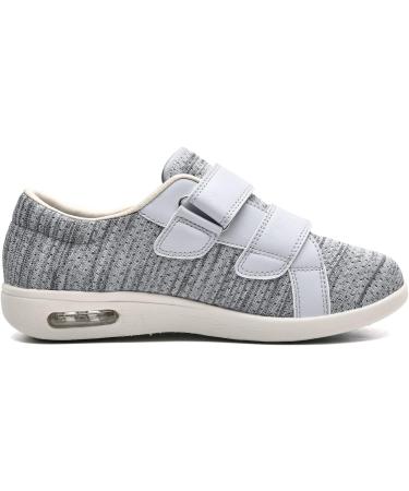 ZGDG Men's Diabetic Edema Shoes - Wide Width Lightweight Non-Slip Sneaker for Swollen Feet - Adjustable Closure - 11.5 Wide - Light Gray - Buy Online on GoSupps.com