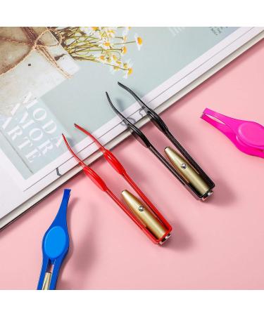 LED Lighted Stainless Steel Tweezers Set for Makeup & Hair Removal - 4 Pieces (Black, Red, Rose, Dark Blue) - Buy Online on GoSupps.com