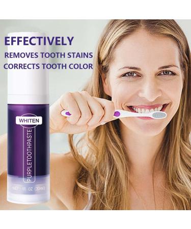 Purple Toothpaste for Teeth Whitening Color Corrector Instant Stain Removal Gentle Foam Ideal for Sensitive Teeth Non-Irritating Enamel-Safe Gum Friendly (1) - Buy Online on GoSupps.com