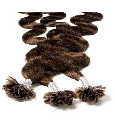 hair2heart Extensions Real Hair Bondings Wavy - 25 strands 1g 40cm 6/3 dark blonde gold